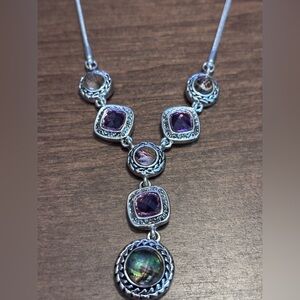 NAPIER Silver toned Y drop necklace -beautiful older piece of costume jewelry